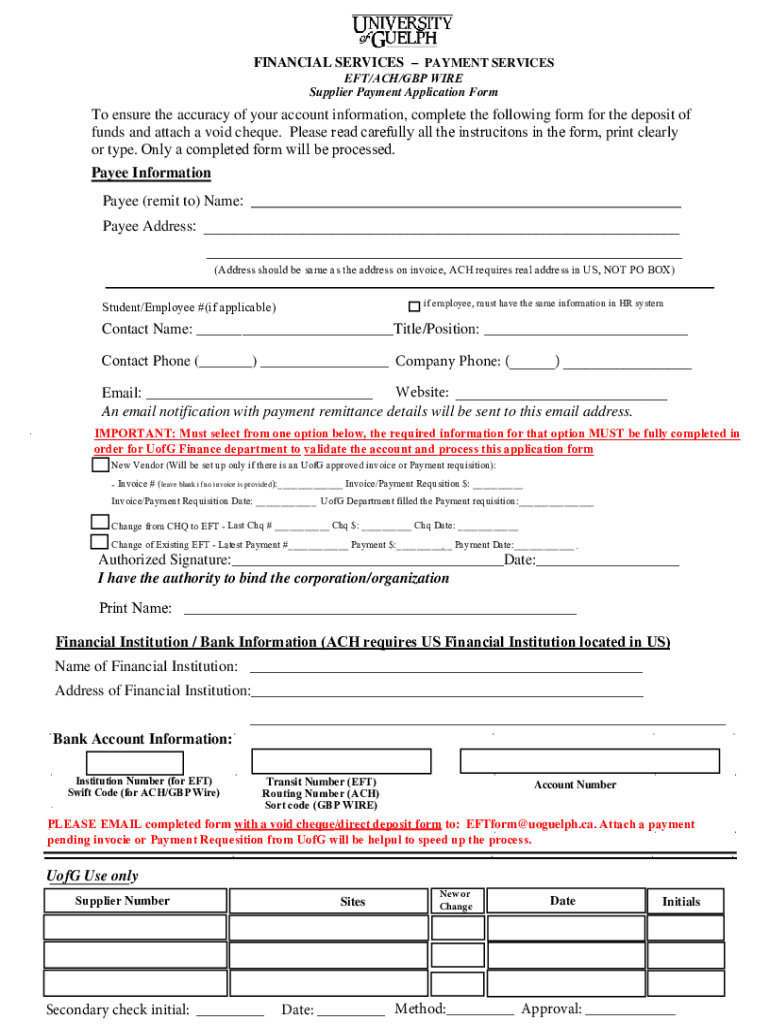 Fillable Online EFT ACH GBP WIRE Form (external) Fax Email Print ...