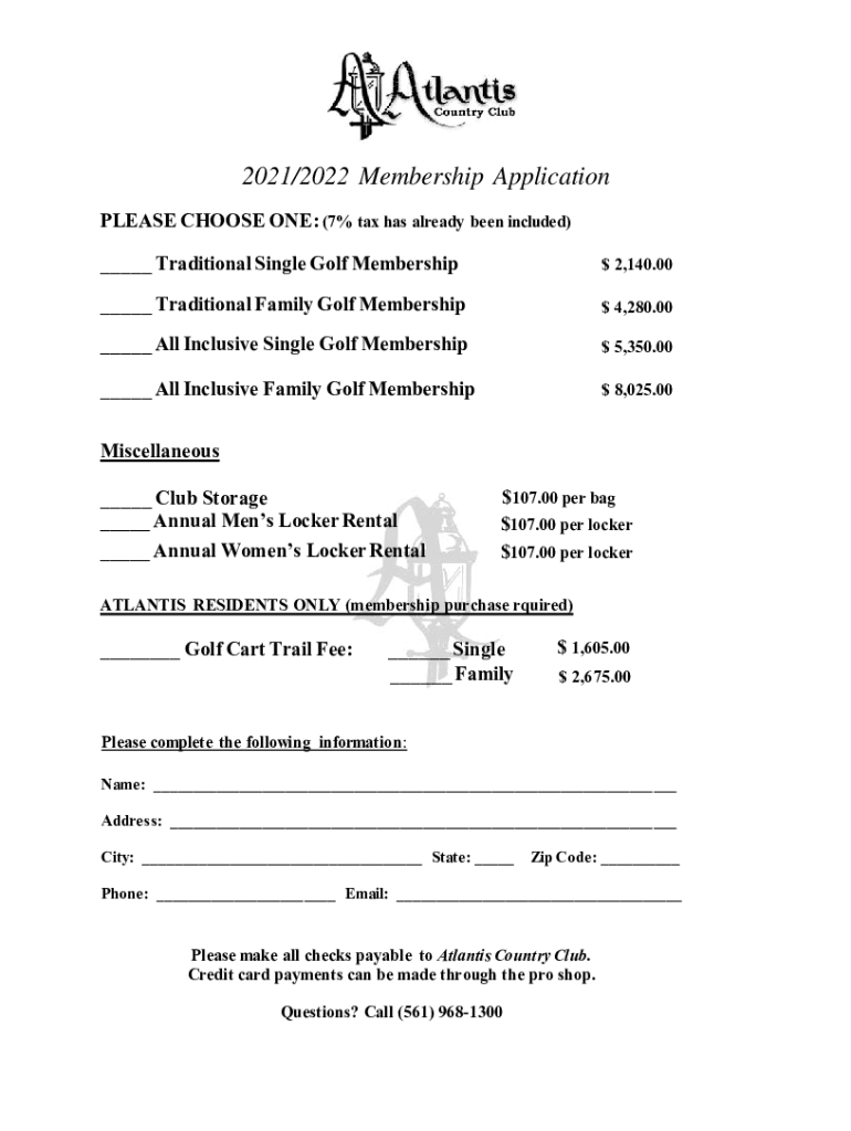 Fillable Online Golf Membership Dues Schedule Fax Email Print pdfFiller