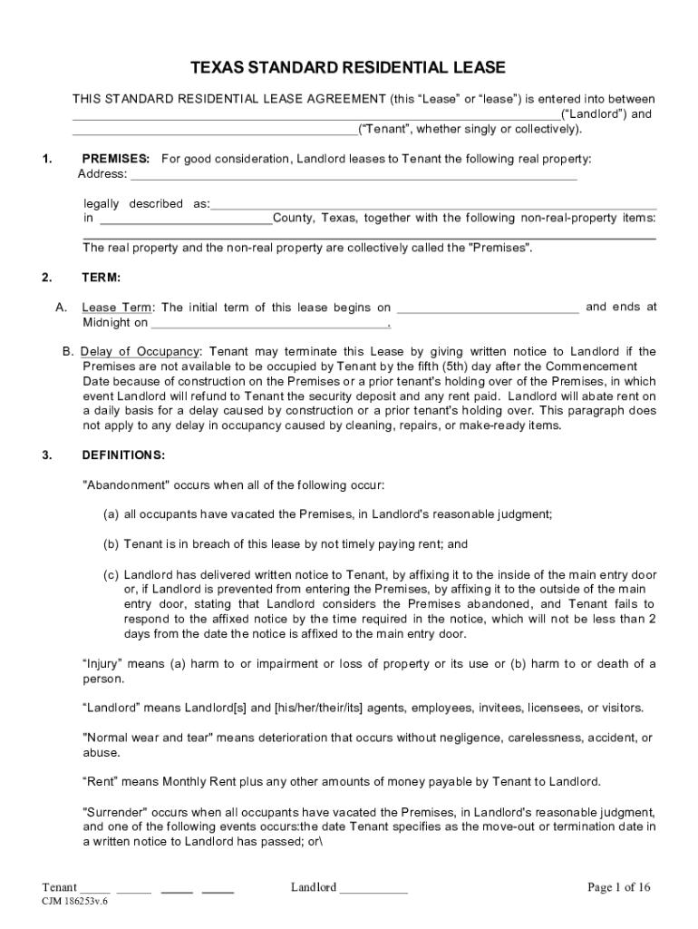 Fillable Online texas standard residential lease agreement form Fax ...