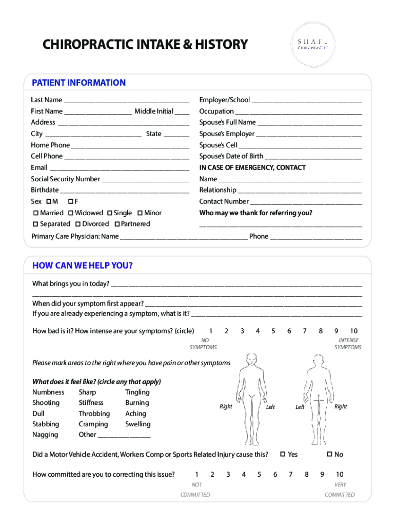 Patient Intake Form - Home - Hahey Chiropractic Preview on Page 1