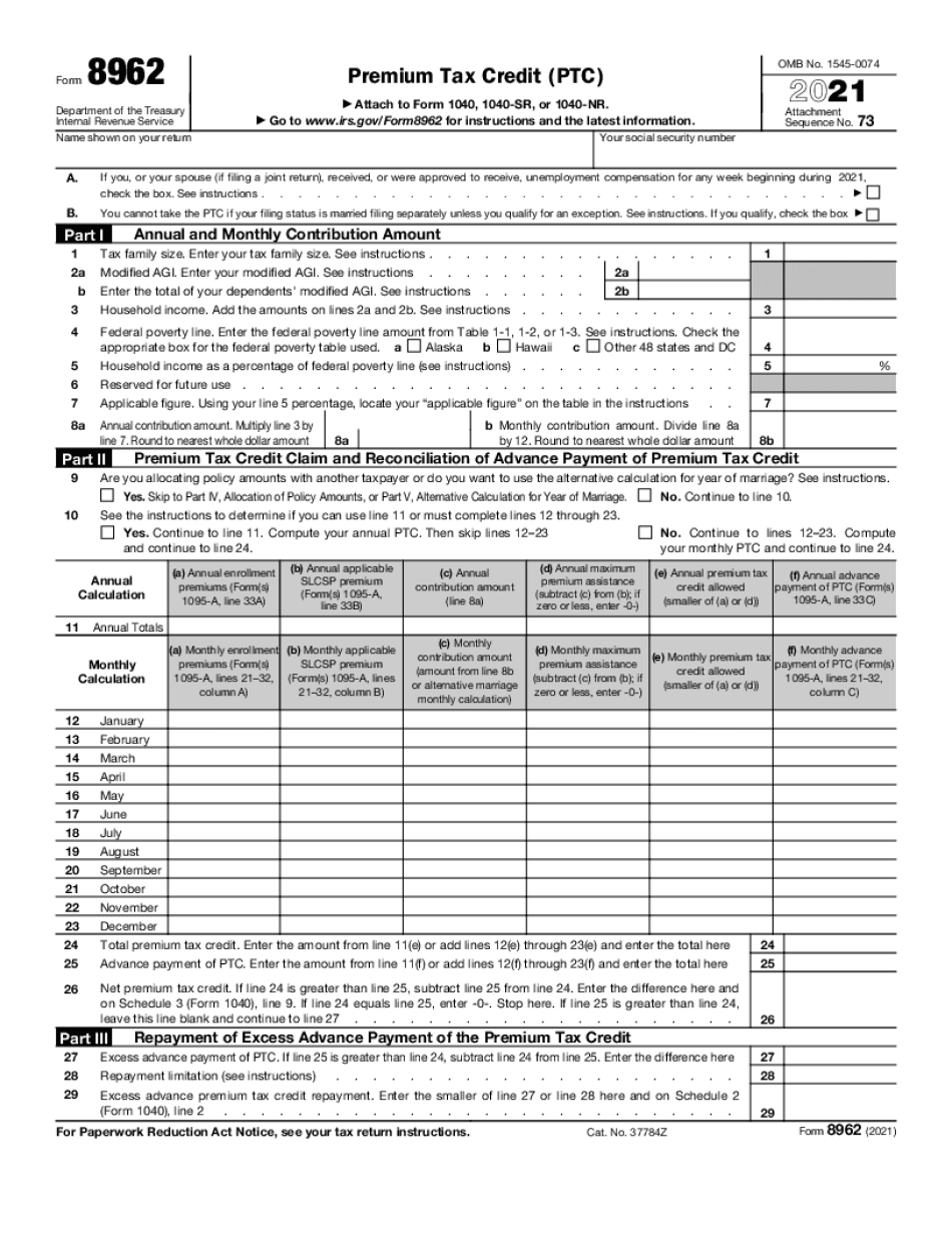 Password Protect Form Steps To Fill Out Online 8962 IRS 