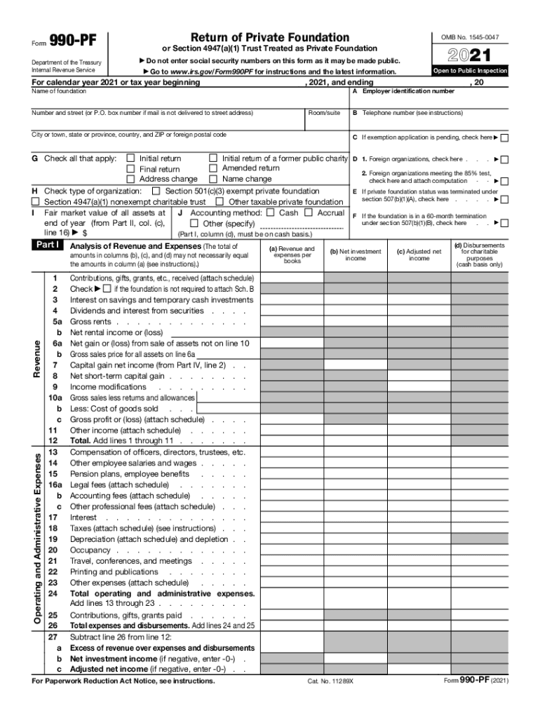 2021 Form IRS 990 PF Fill Online Printable Fillable Blank PdfFiller