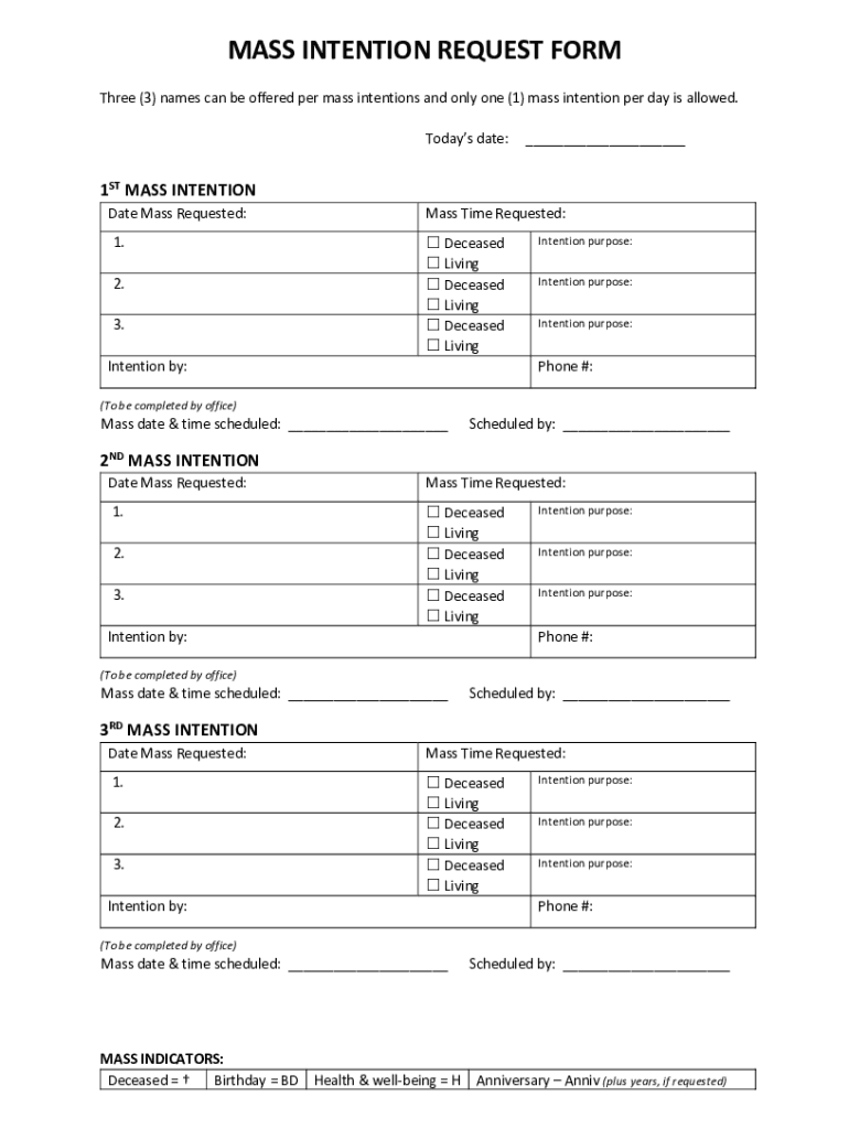 Fillable Online Mass Intentions and Stipends (Part I) Canon Law Made