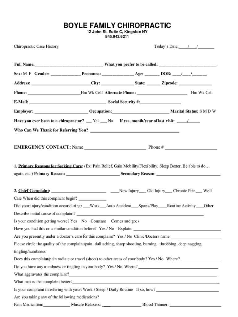 Fillable Online Body Works Chiropractic Fax Email Print pdfFiller