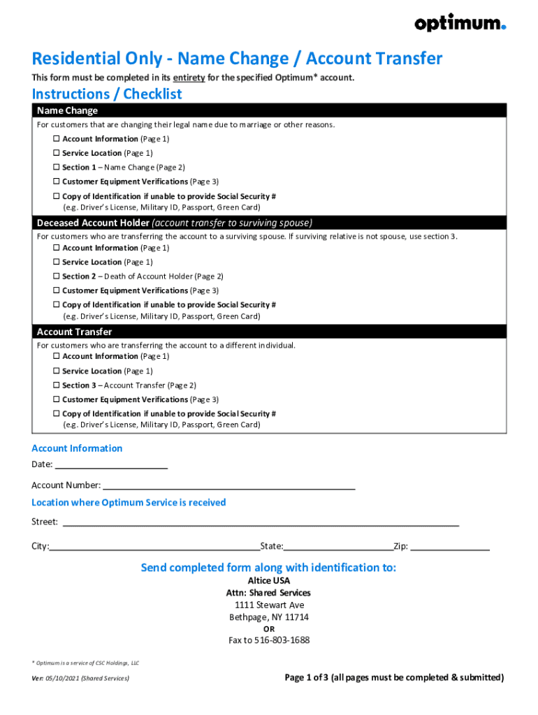 optimum name change form Preview on Page 1