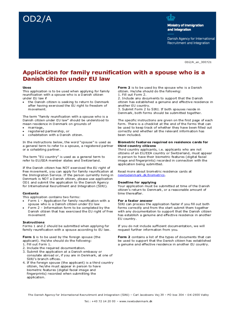 Fillable Online Application for family reunification with a spouse who