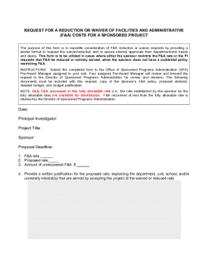 REQUEST FOR A REDUCTION OR WAIVER ... - research.kennesaw.edu