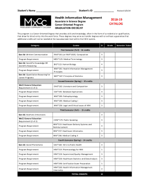 Health Information Management Degree Graduation Checklist