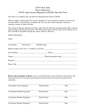 Fillable Online library newpaltz Students- Add Thesis - SOAR- SUNY Open Access Repository ...