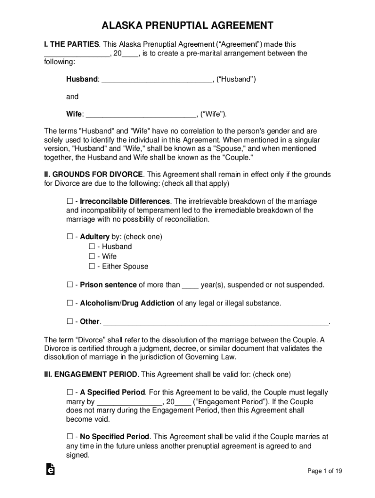 Free Alaska Prenuptial Agreement - Laws - PDFWordeForms Preview on Page 1