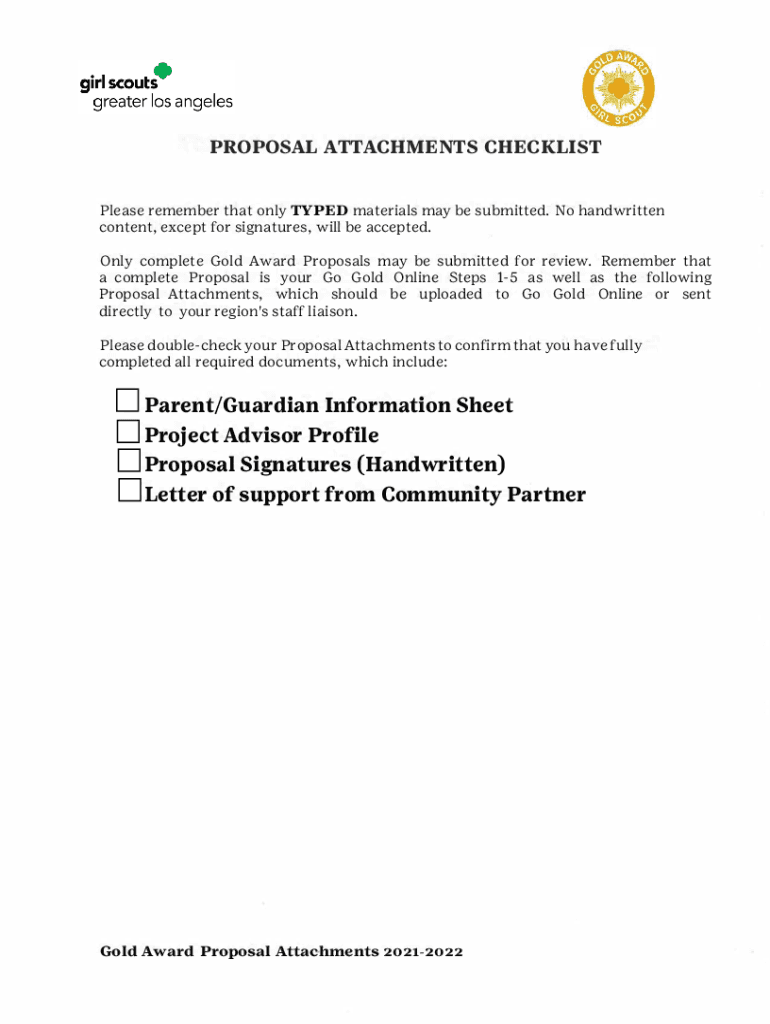 Fillable Online Gold Award Final Report Attachments Girl Scouts of