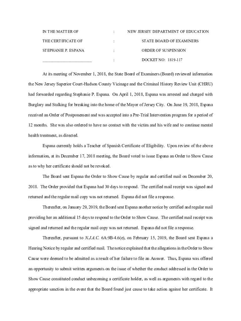 Fillable Online Statement of the New Jersey Board of Medical Examiners