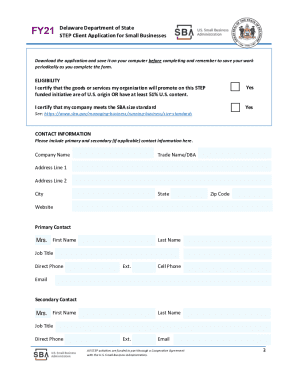 STEP Application for Small Businesses FORM FY19 v2