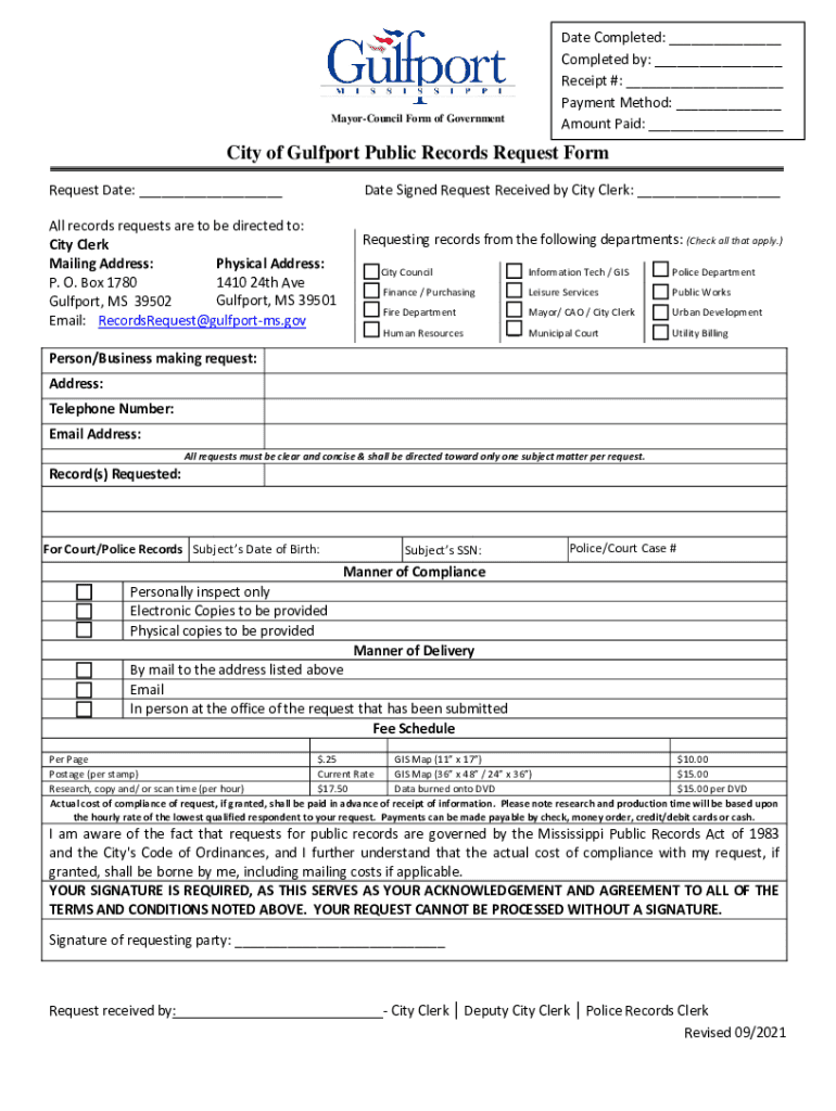 mississippi public records request form Preview on Page 1
