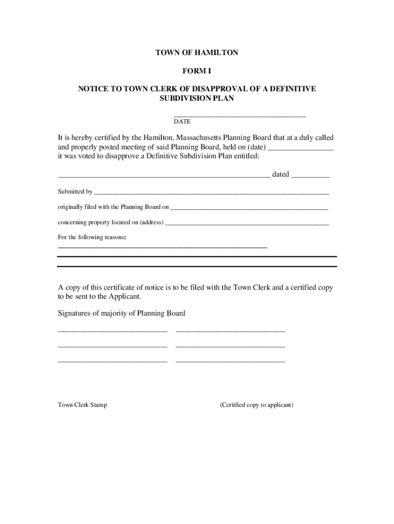 Fillable Online HAMILTON PLANNING BOARD Town of Hamilton Town of Fax Email Print pdfFiller