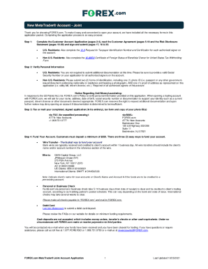 FOREX.com MetaTrader® Joint Account Application