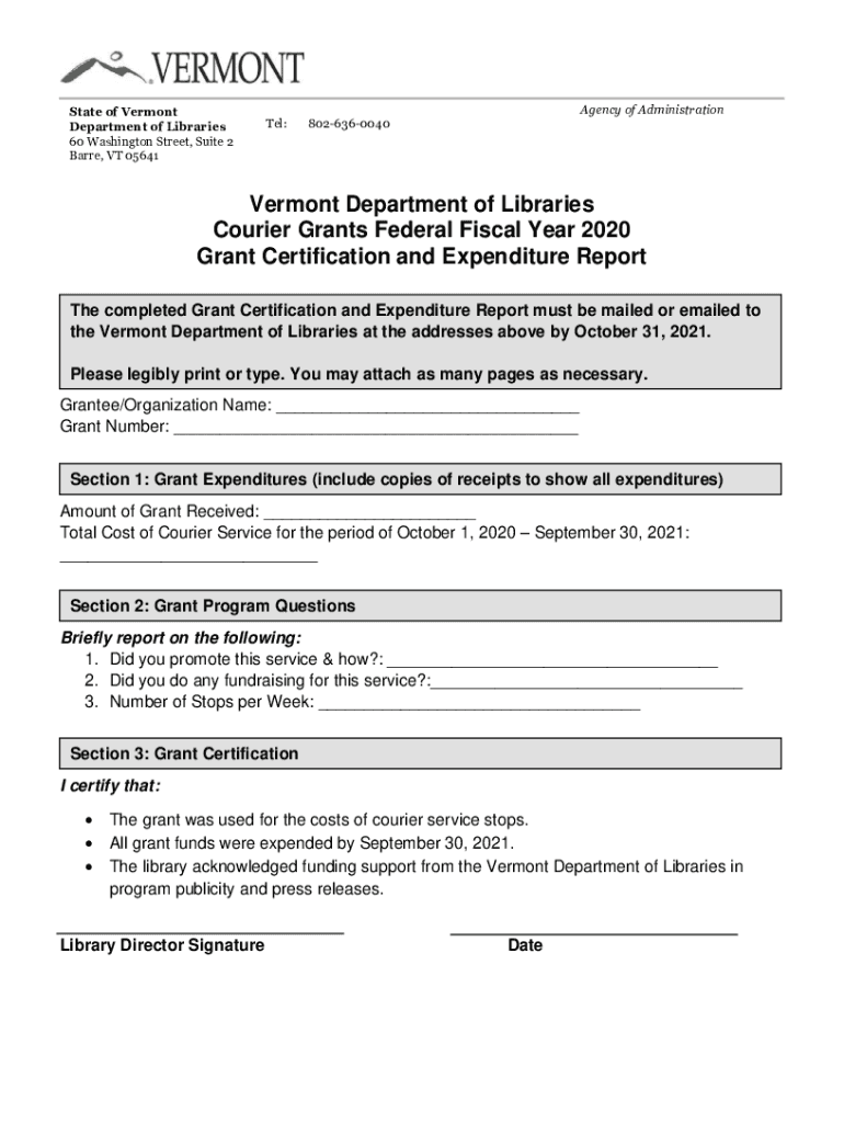 Fillable Online libraries vermont Vermont Department Of Libraries Barre