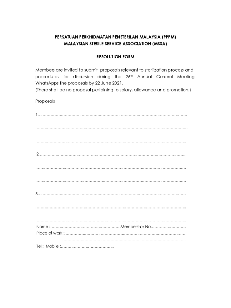 Fillable Online RESOLUSI FORM Fax Email Print pdfFiller