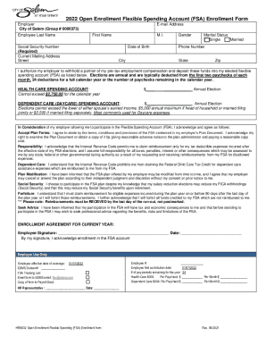 Fillable Online 2022 Flexible Spending Account Enrollment Form Fax ...