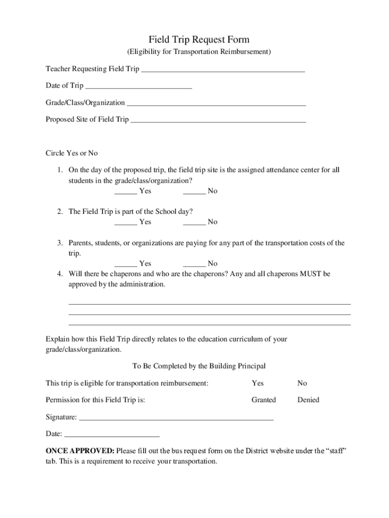 Fillable Online ISHAM PTO REQUEST FOR SCHOOL FIELD TRIP REIMBURSEMENT