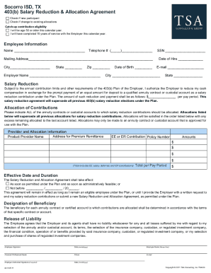 Socorro ISD, TX 403(b) Salary Reduction &amp;amp; Allocation Agreement