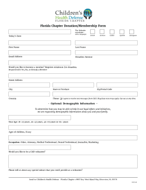 Fillable Online Florida Chapter Donation/Membership Form Fax Email ...