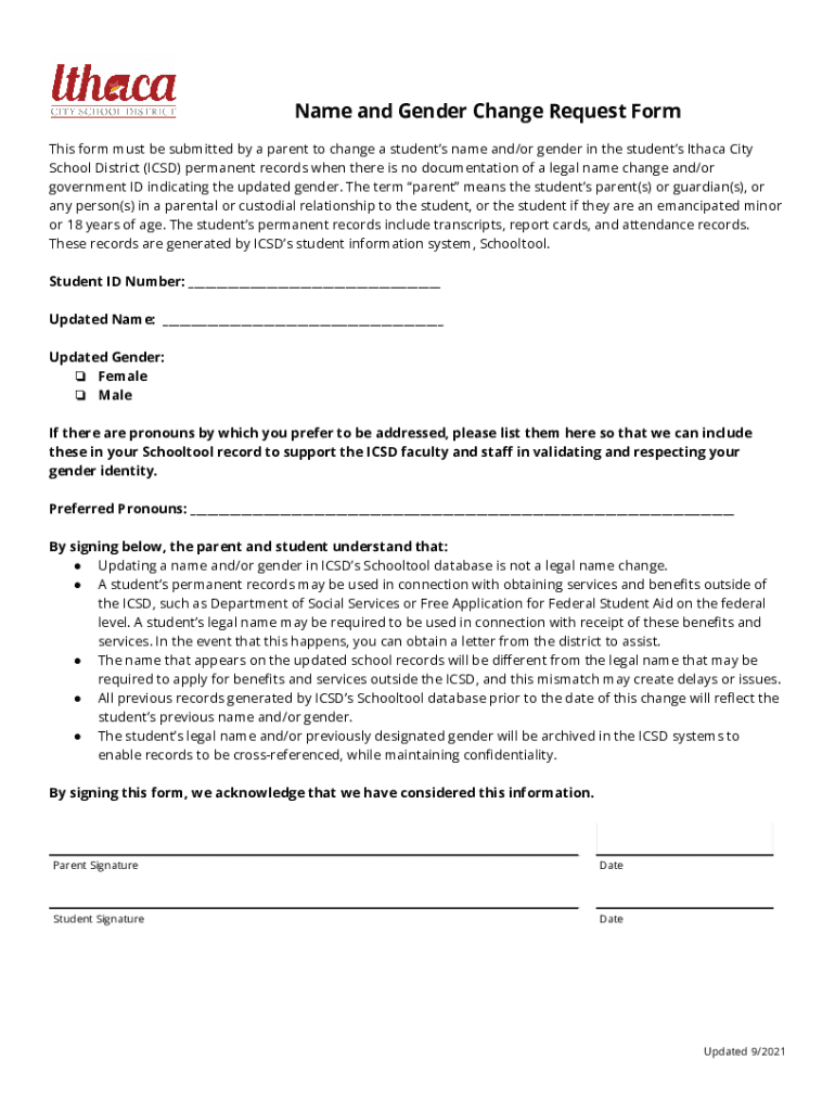 Fillable Online This form must be submitted by a parent to change a