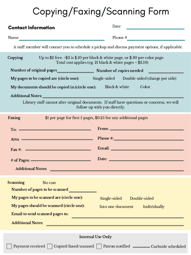 Fillable Online Copying/Faxing/Scanning Form Fax Email Print - pdfFiller