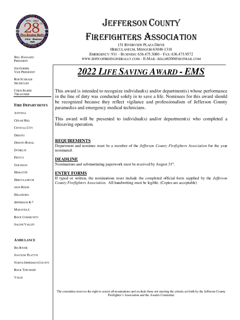 Fillable Online Herculaneum Fire Department, 151 Riverview Plaza Dr