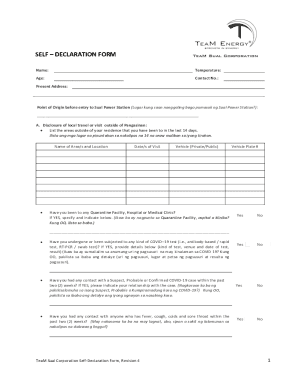 Fillable Online SELF DECLARATION FORM Fax Email Print - pdfFiller