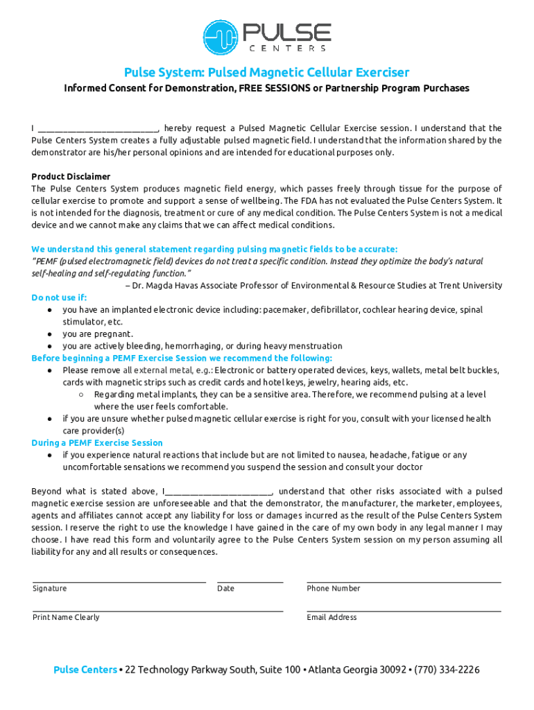 Fillable Online Pulse System Pulsed Cellular Exerciser Fax Email Print pdfFiller