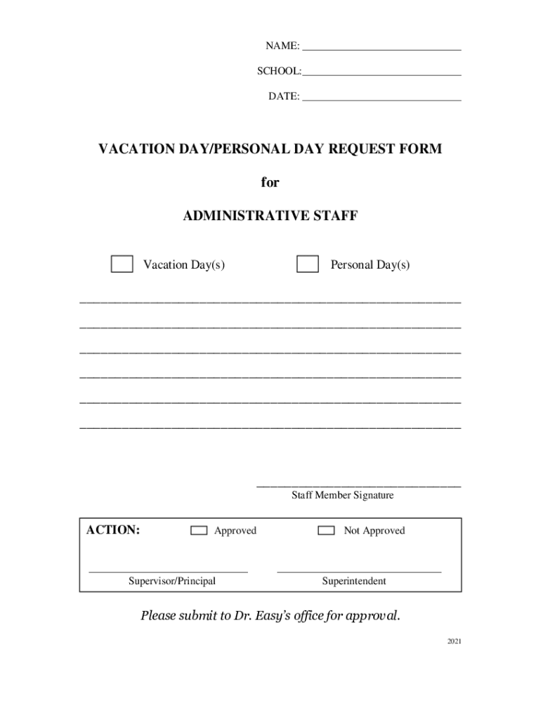 Fillable Online Vacation Day Request Form Fill Online, Printable