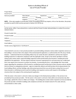 NOTICE TO BUILDING OFFICIAL (NTBO) of Use of Private Provider