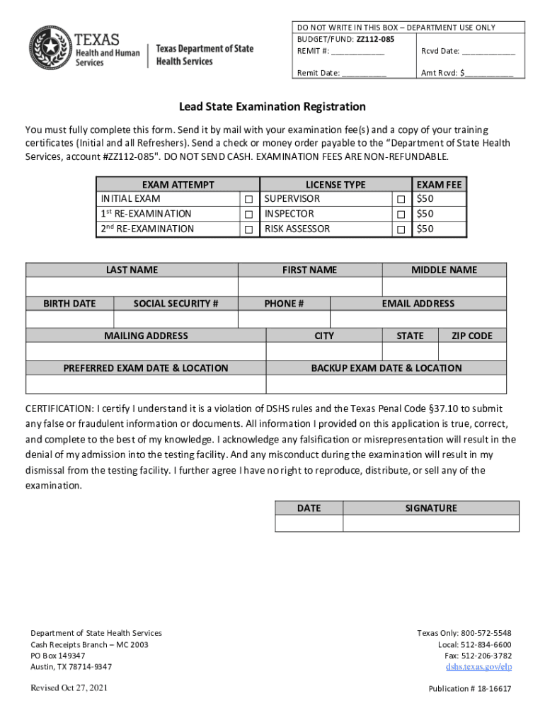 Fillable Online LEAD ABATEMENT NOTIFICATION FORM Texas Department of