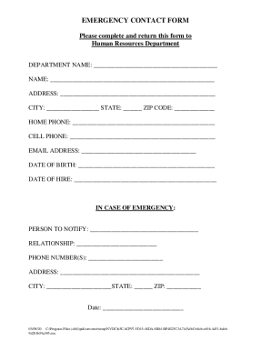 Free Employee Emergency Contact Form - WordPDFeForms