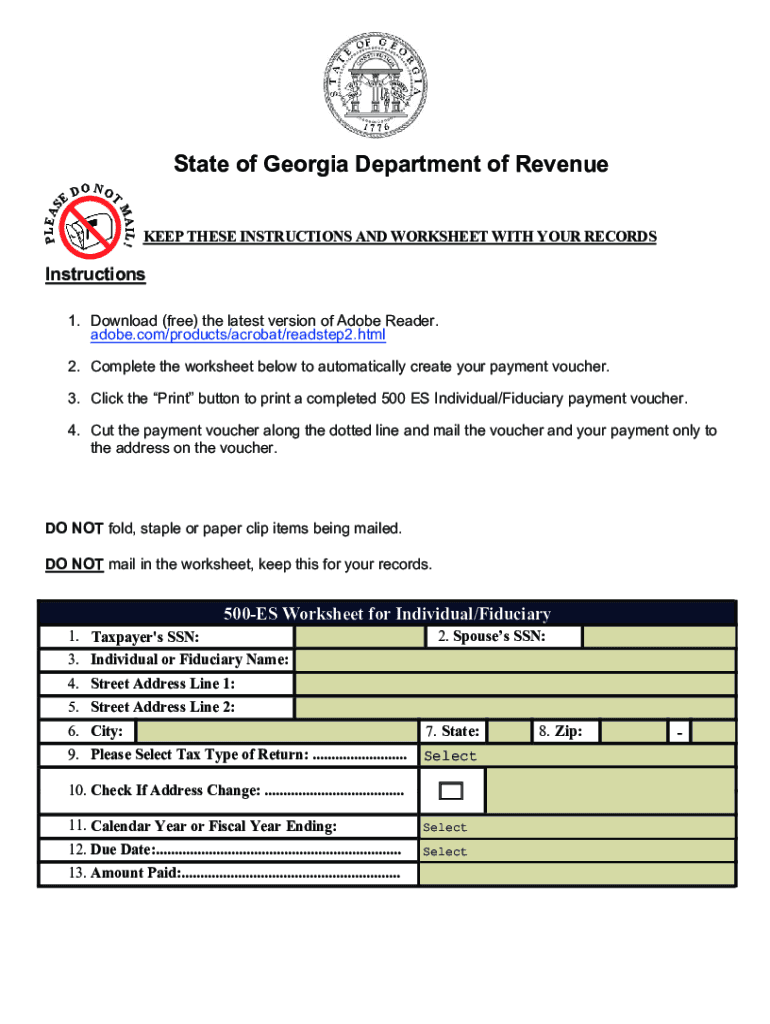 2022 Form GA DoR 500 ESFill Online, Printable, Fillable, Blank - pdfFiller