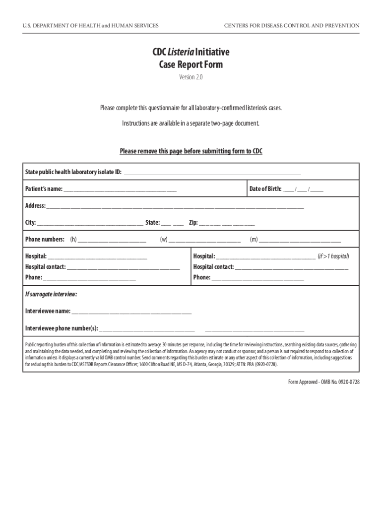 Fillable Online odh ohio www.pdffiller.com498561911--Listeria ...