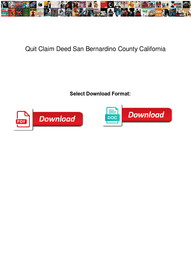 Fillable Online Quit Claim Deed San Bernardino County California. Quit