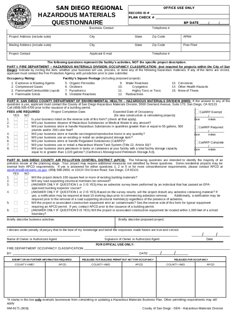 County of San Diego Hazardous Materials Division Certified Doc