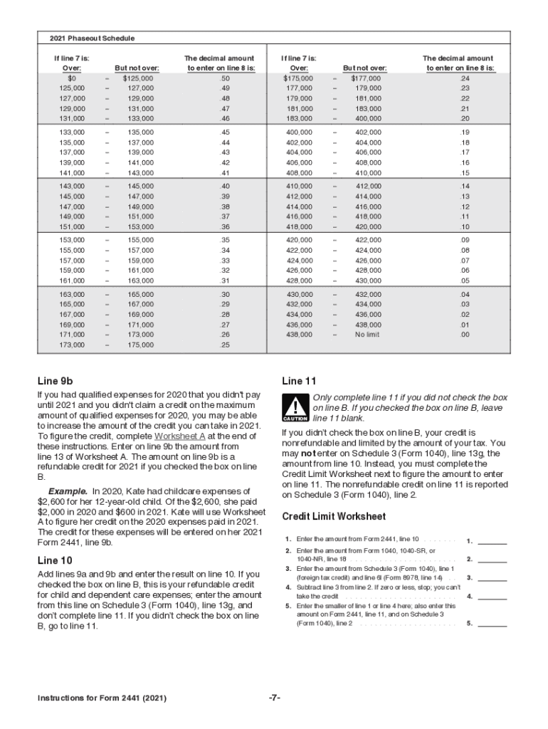 2021 Form IRS Instruction 2441 Fill Online Printable Fillable Blank 