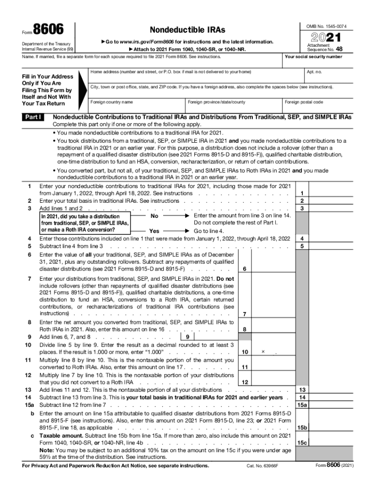 irs form 8606 2021 Preview on Page 1