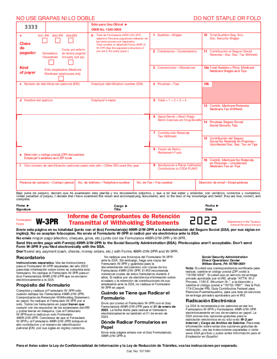 Form 499R-2/w-2Pr (Copy A) Electronic Filing