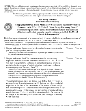 Fillable Online Supplemental Plea Form Mandatory Sentence to Special ...