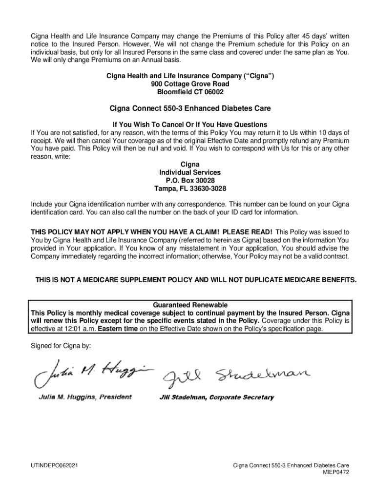 Fillable Online Cigna Connect 5503 Enhanced Diabetes Care Fax Email