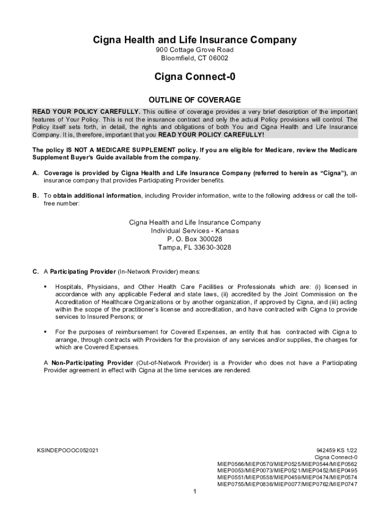 Fillable Online Cigna Health and Life Insurance Company Cigna Connect0