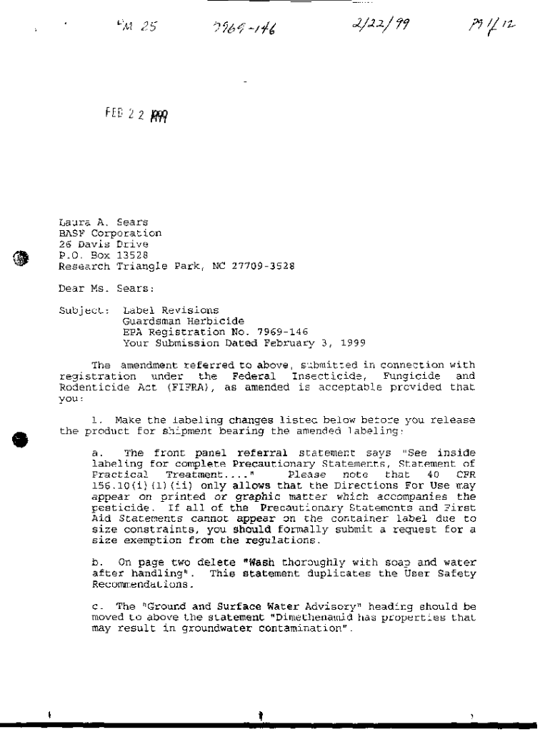 Fillable Online U.S. EPA, Pesticide Product Label, GUARDSMAN HERBICIDE, 02 Fax Email Print