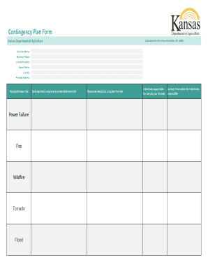 Kansas Contingency Plan Form Download Printable PDF ...