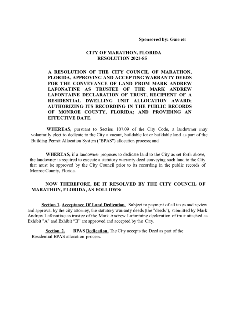 Fillable Online www.ci.marathon.fl.usresolution202185Sponsored by