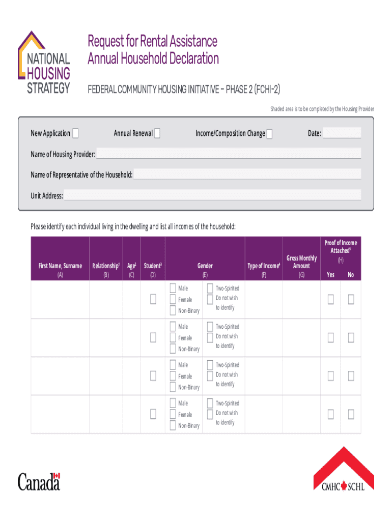 Fillable Online Request for Rental Assistance Annual Household ...