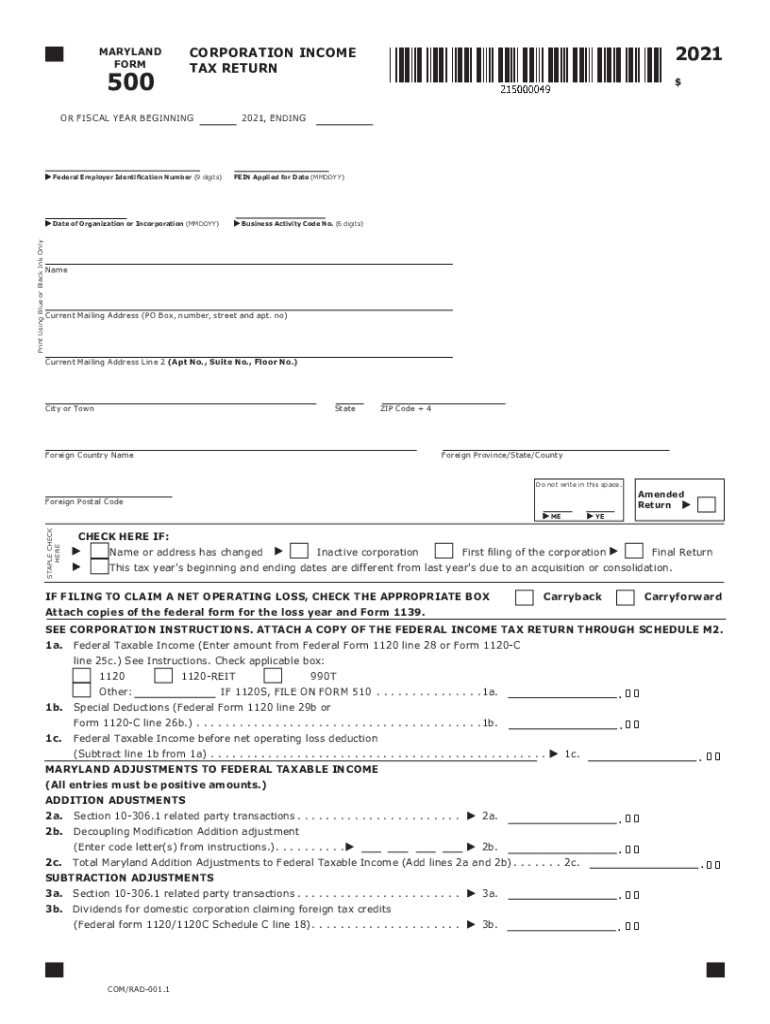 maryland form 500 instructions 2021 Preview on Page 1